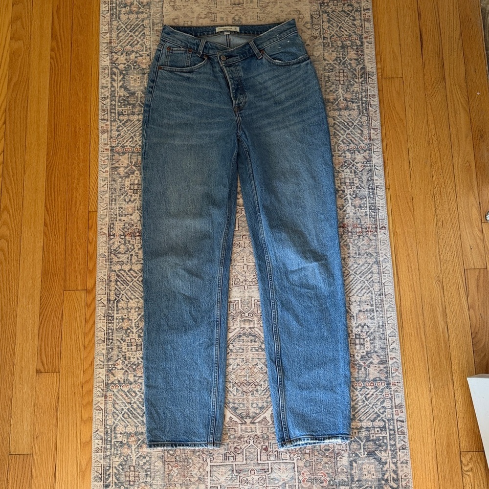 Abercrombie & Fitch The Dad High Rise Jeans Crossover Waistband Size 37/4L